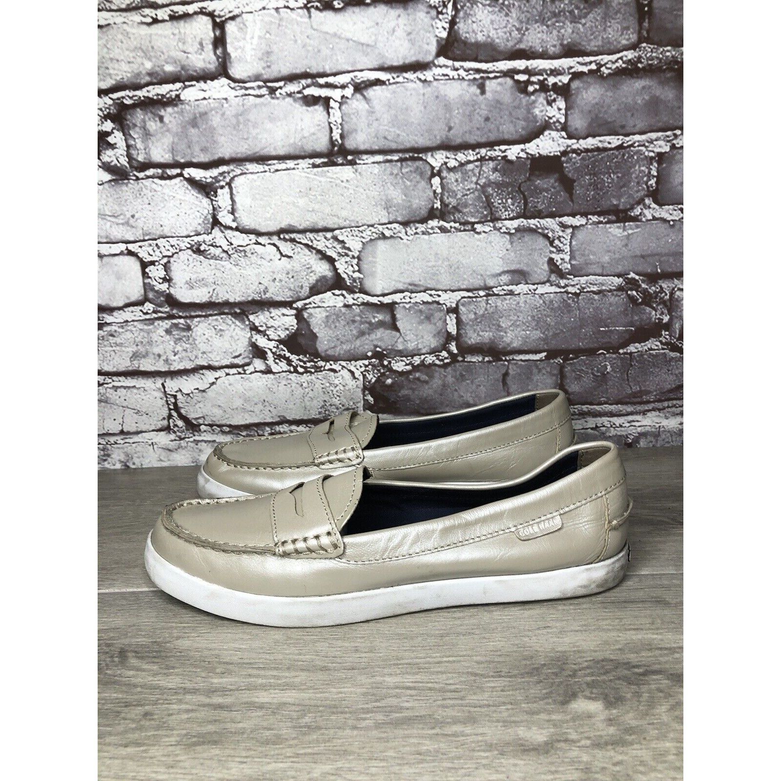Cole Haan Cole Haan Silver Leather Penny Loafer Casual Slip On Shoes W Size US 9.5 / IT 39.5 - 12 Thumbnail