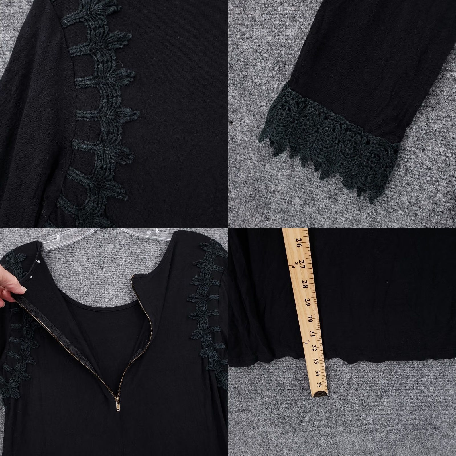 Vintage Altar'd State Dress Womens S Black Mini 3/4 Sleeves Back Zip Embroidered Comfort Casual Shirt? Size S / US 4 / IT 40 - 8 Thumbnail