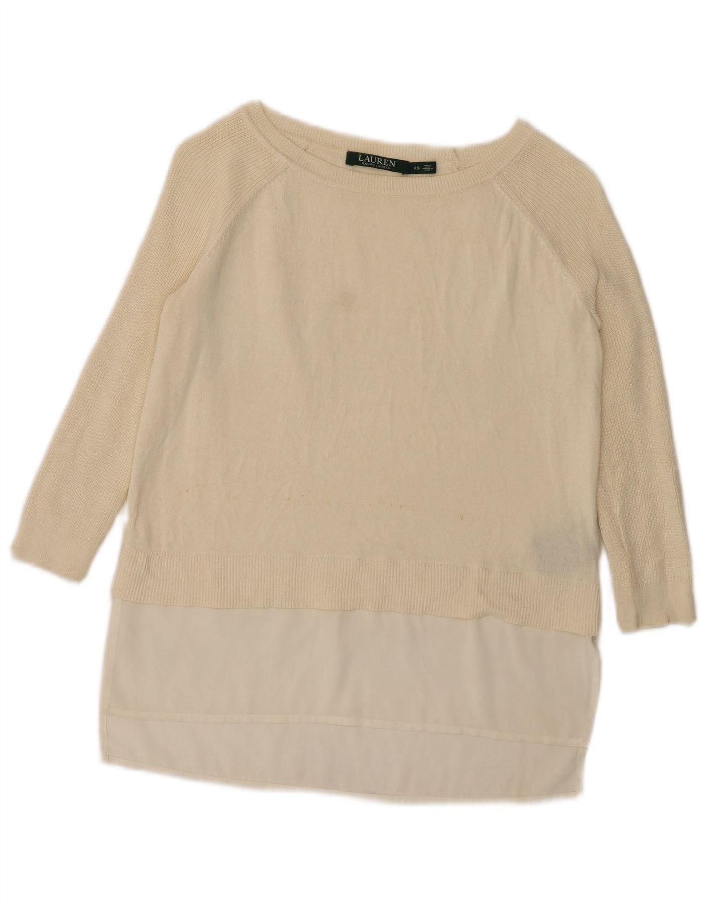 Ralph Lauren Womens Loose Fit Boat Neck Jumper Sweater UK 6 XS Off White Size XS / US 0-2 / IT 36-38 - 1 Thumbnail