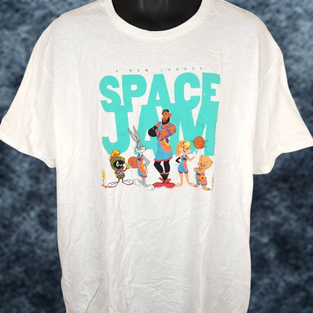 Vintage Space Jam T Shirt Mens 2XL White A New Legacy LeBron James Tune Squad Cartoon Bugs Bunny Warner Bros Pac-Lab? Size US XXL / EU 58 / 5 - 1 Thumbnail