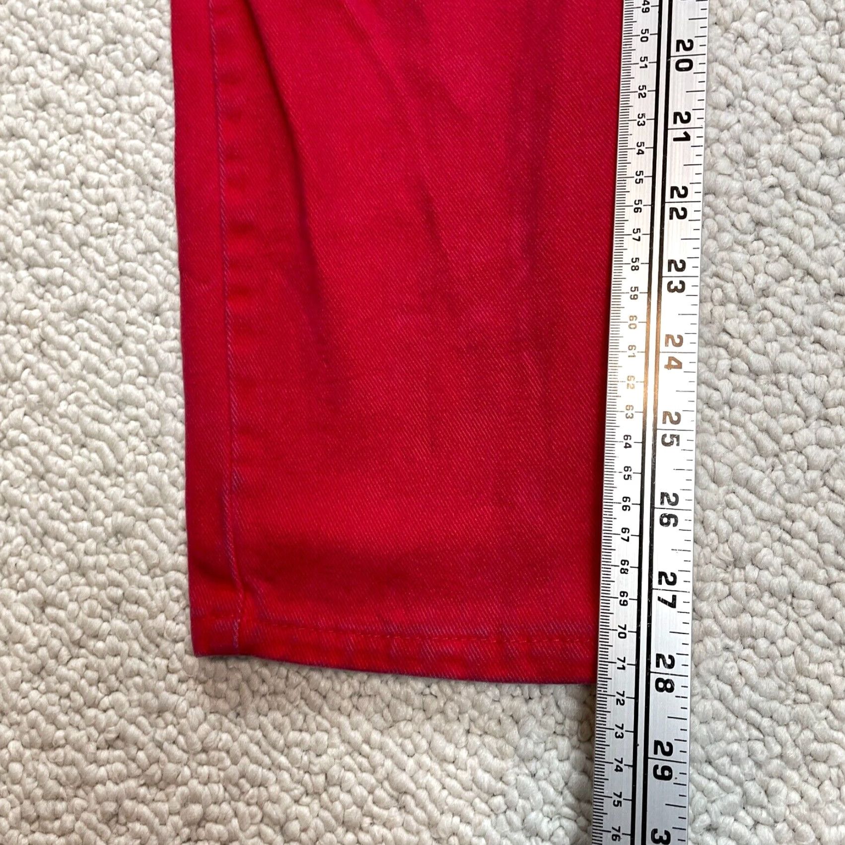 Faded Glory Faded Glory Jeans Womens 14 Petite Red Denim High Rise Straight Solid Zip 30x28 Size 36" / US 14 / IT 50 - 3 Thumbnail