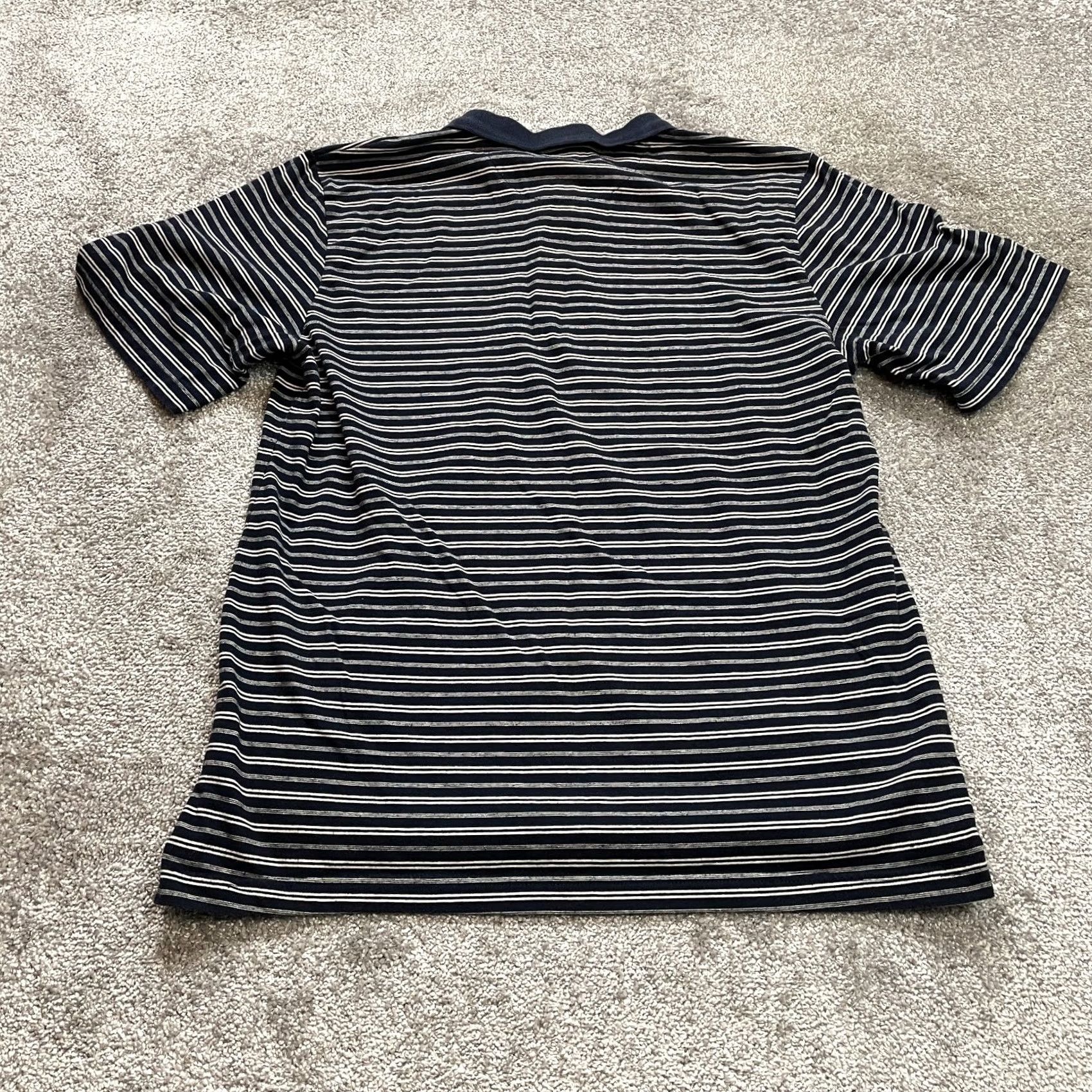 Basic Editions VINTAGE Basic Editions Polo Shirt Mens L Blue Striped Golf Rugby Preppy Collared Shirt Size US L / EU 52-54 / 3 - 8 Thumbnail