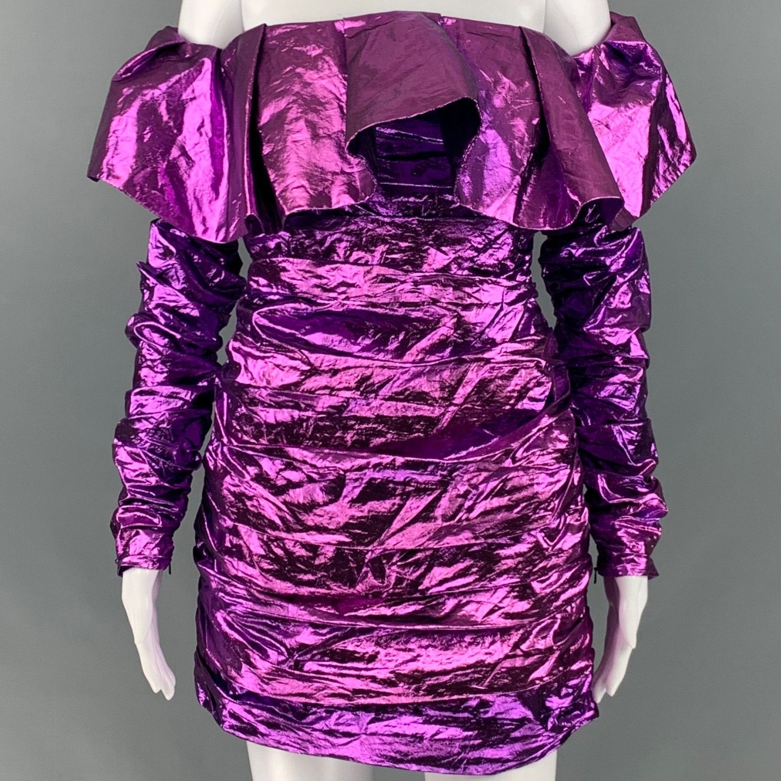 The Attico ATTICO Size 6 Purple Polyester Metallic Mini Dress Size M / US 6-8 / IT 42-44 - 1 Thumbnail