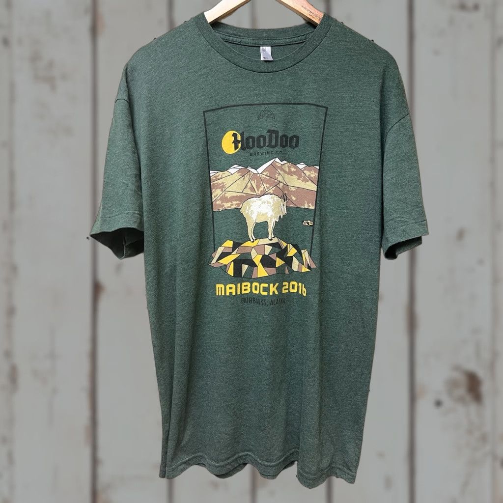 American Apparel HooDoo Brewing Co. Fairbanks Alaska Beer T Shirt XL Green Maibock 2016 USA Made Size US XL / EU 56 / 4 - 1 Thumbnail
