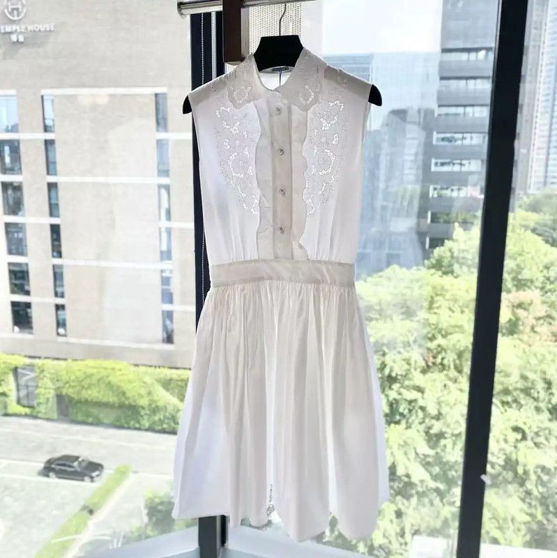 Miu Miu Miu Miu White Cotton Women's Dress 0089 Size ONE SIZE - 1 Thumbnail