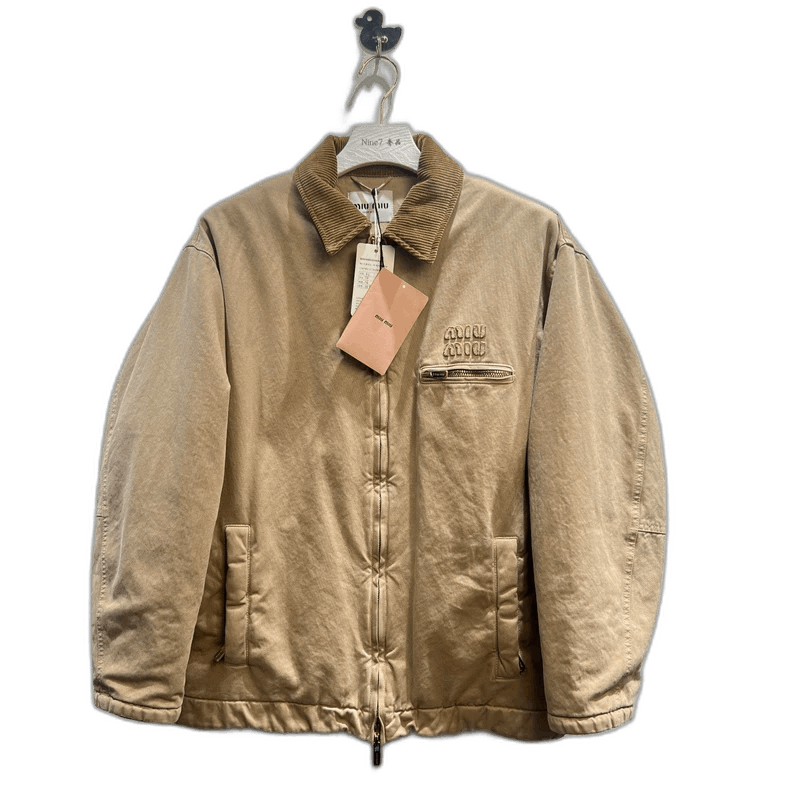 Prada Miumiu Logo Embroidered Khaki Jacket Size US L / EU 52-54 / 3 - 1 Thumbnail
