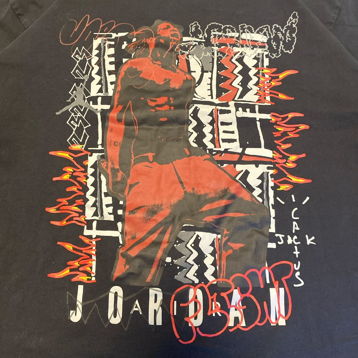 Jordan Brand × Travis Scott Travis Scott Cactus Jack Air Jordan x T-Shirt Medium, Black Size US M / EU 48-50 / 2 - 2 Thumbnail