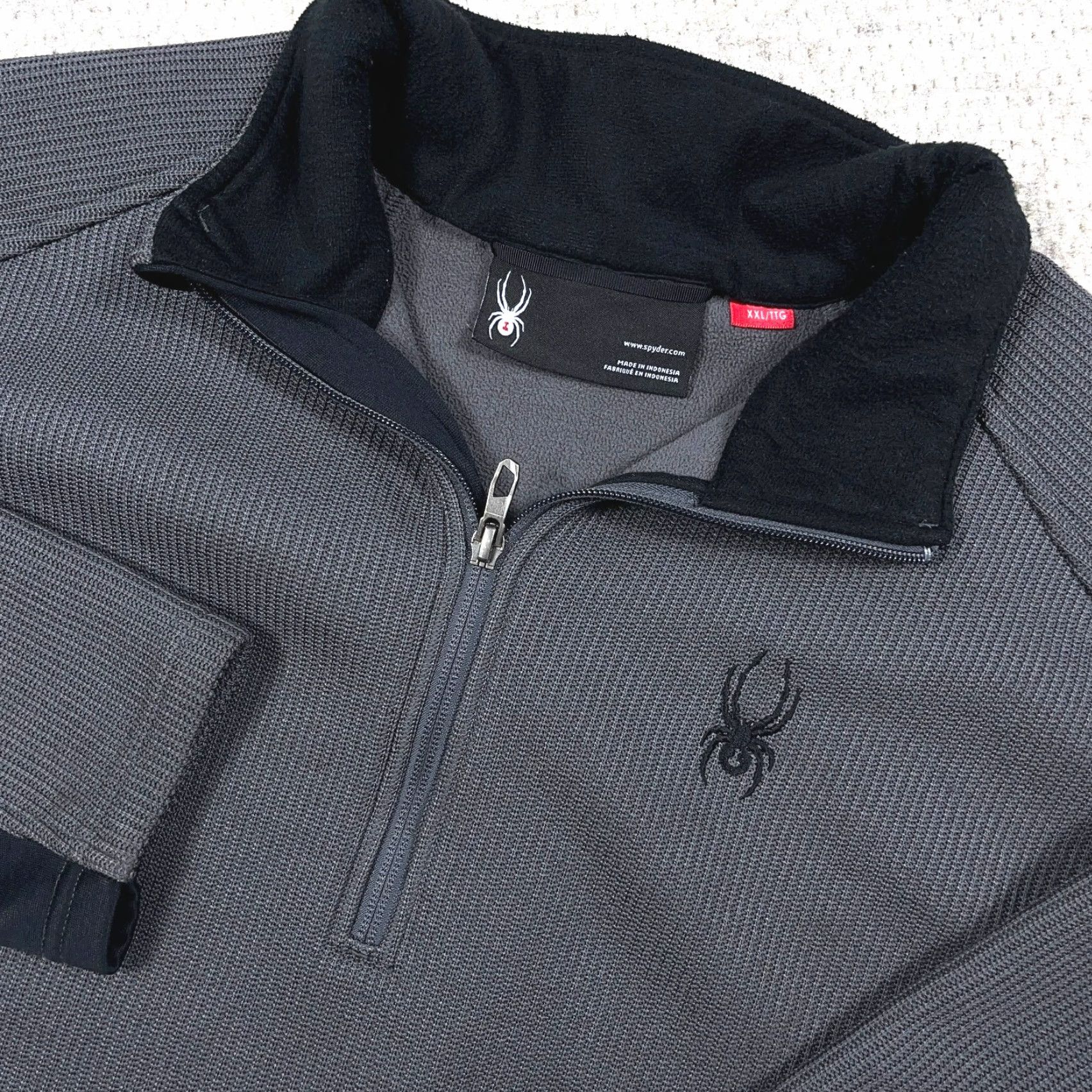 Spyder Spyder Sweater Men 2XL Gray Black Pullover Thermal Waffle Knit Mock Neck Zip Pocket Winter 1/4 Zip All Seasons Seasonal Ski Outdoors Mens Size US XXL / EU 58 / 5 - 2 Thumbnail