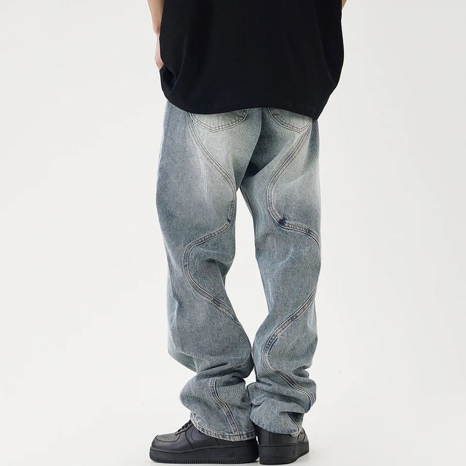 Vintage Baggy Jeans Men Straight-leg Vaqueros Trousers Streetwear Size US 27 - 6 Thumbnail