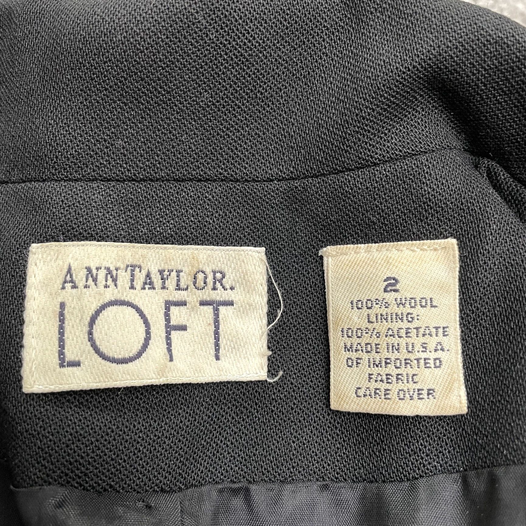 Ann Taylor Ann Taylor Loft Blazer Jacket Women 2 Black Double Breasted Padded Shoulder Wool Size XS / US 0-2 / IT 36-38 - 3 Thumbnail