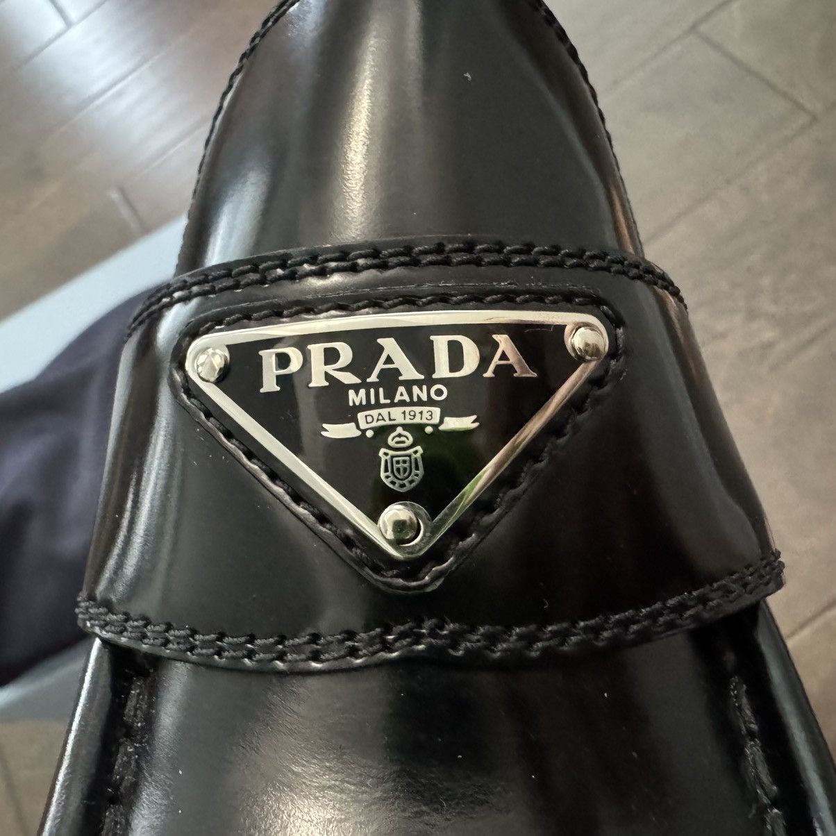 Prada Prada Brushed Leather Heeled Loafers Size US 10 / IT 40 - 11 Thumbnail