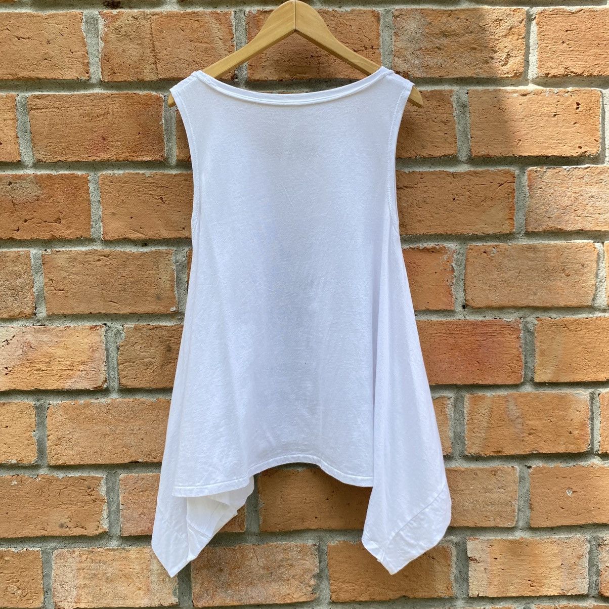 Sunao Kuwahara Sunao Kuwahara White Sleeveless Graphic Asymmetrical Hem Top Size M / US 6-8 / IT 42-44 - 2 Thumbnail