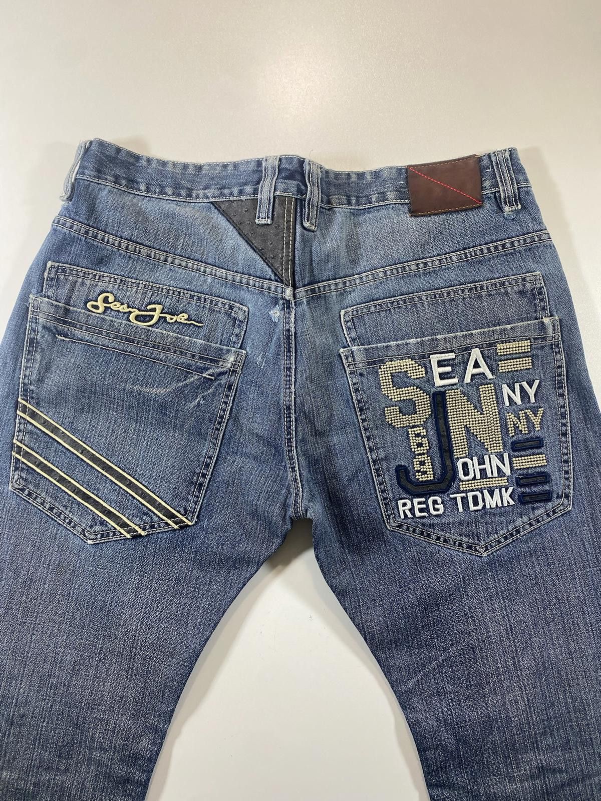 Other Vintage Sean John Blue Denim Jeans with Embroidered Details Size US 33 - 7 Thumbnail