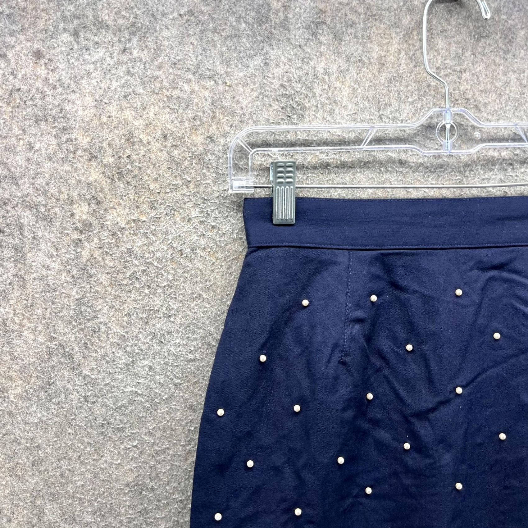 Vintage Tina Hagen Skirt Womens Small Navy Beaded Polka Dot Pencil Stretch Short USA Size 28" / US 6 / IT 42 - 7 Thumbnail