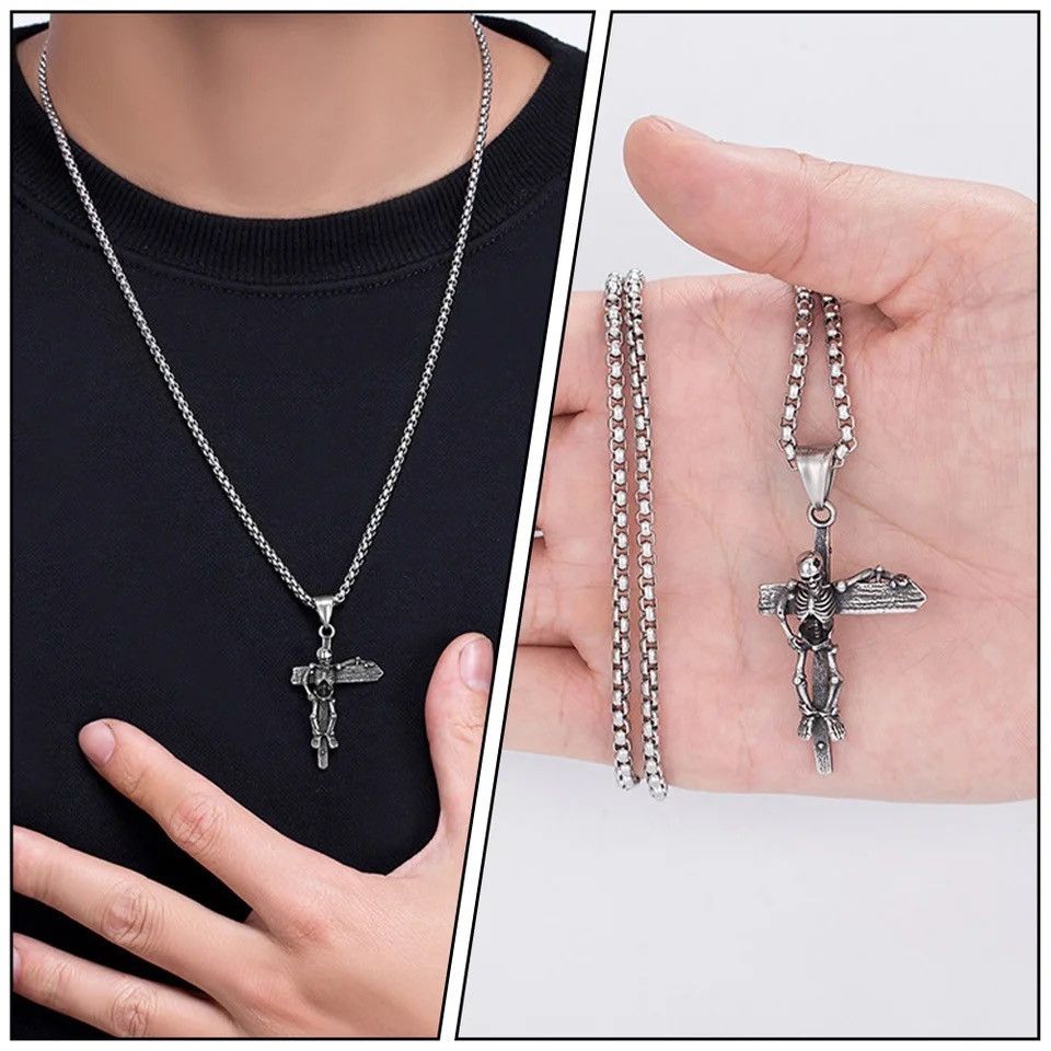 Jewelry Cross Choker Skull Necklace Size ONE SIZE - 2 Thumbnail