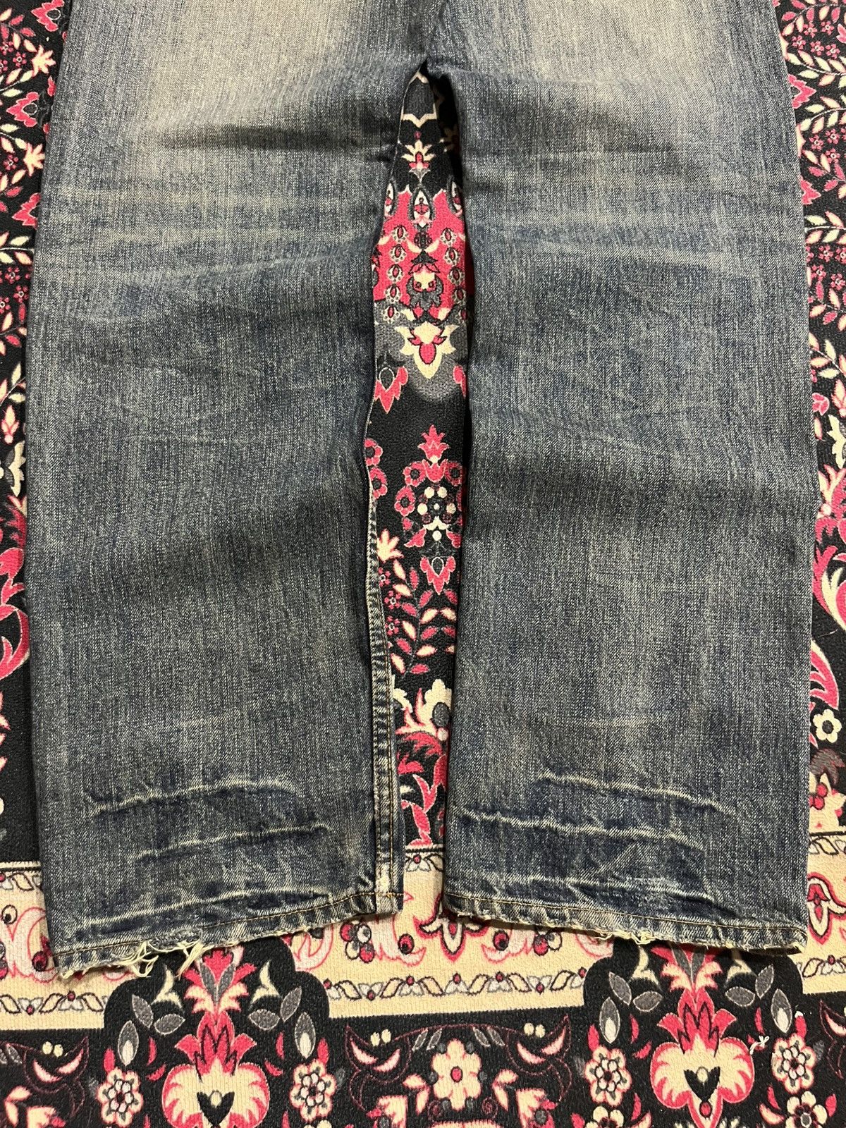 No Faith Studios Japanese Brand Bobson Double Waist Blue Washed Jeans Size US 33 - 9 Thumbnail