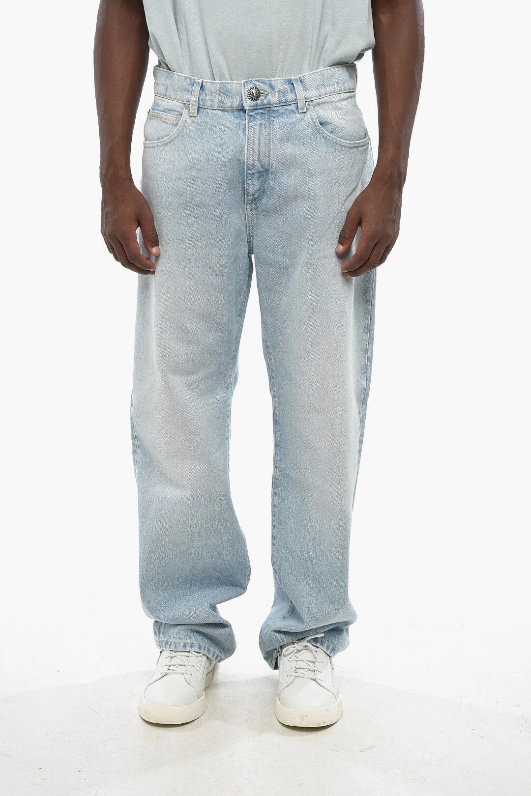 Balmain og1mm0326 Loose-Fit Jeans in Blue Size US 30 / EU 46 - 1 Thumbnail