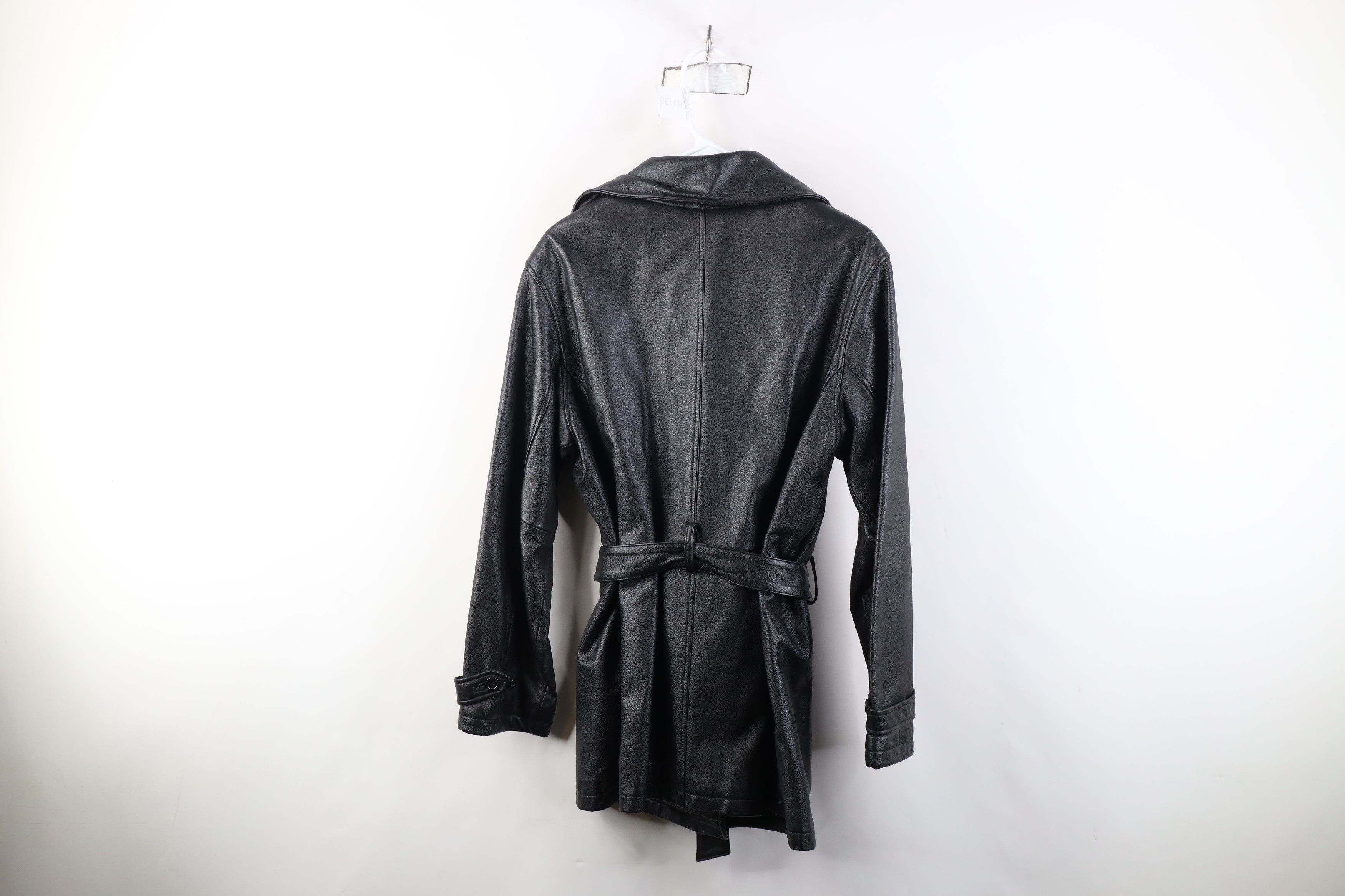 Vintage Vintage 90s Streetwear Breasted Belted Leather Trench Coat Size S / US 4 / IT 40 - 14 Thumbnail