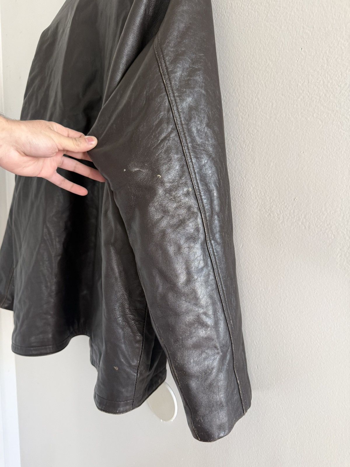 Vintage Vintage Leather Aged Zip Filled Lined Blouson Jacket Brown Size US L / EU 52-54 / 3 - 17 Thumbnail