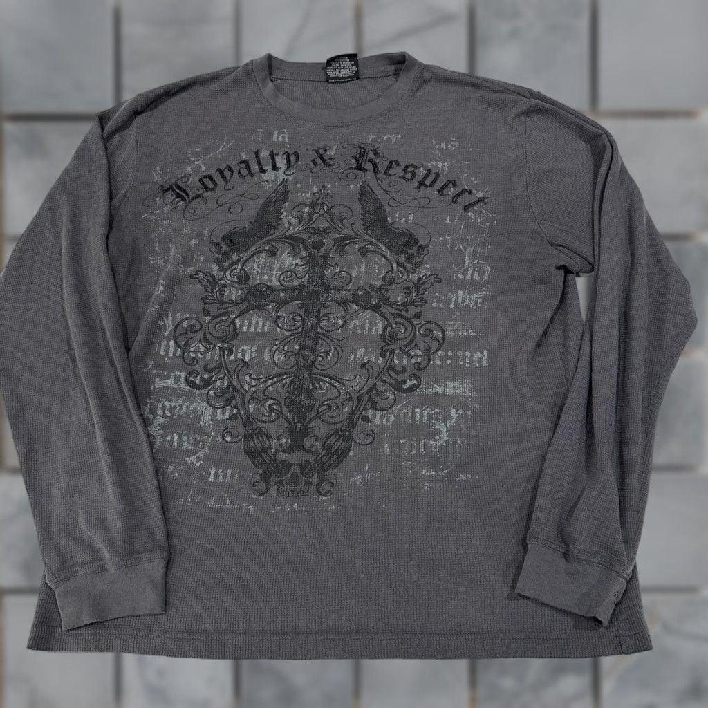 Vintage MMA Elite Shirt XL Gray Long Sleeve Thermal Grunge Y2K Crew Neck Mens Size US XL / EU 56 / 4 - 1 Thumbnail