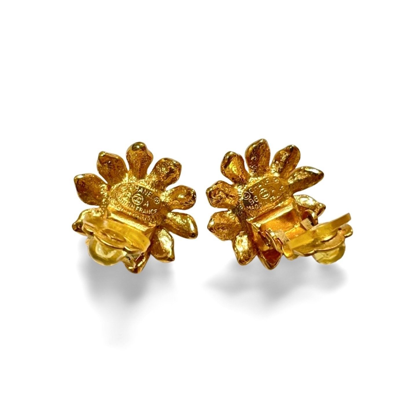 Chanel Vintage CHANEL golden sunflower design earrings with crystal Size ONE SIZE - 7 Thumbnail