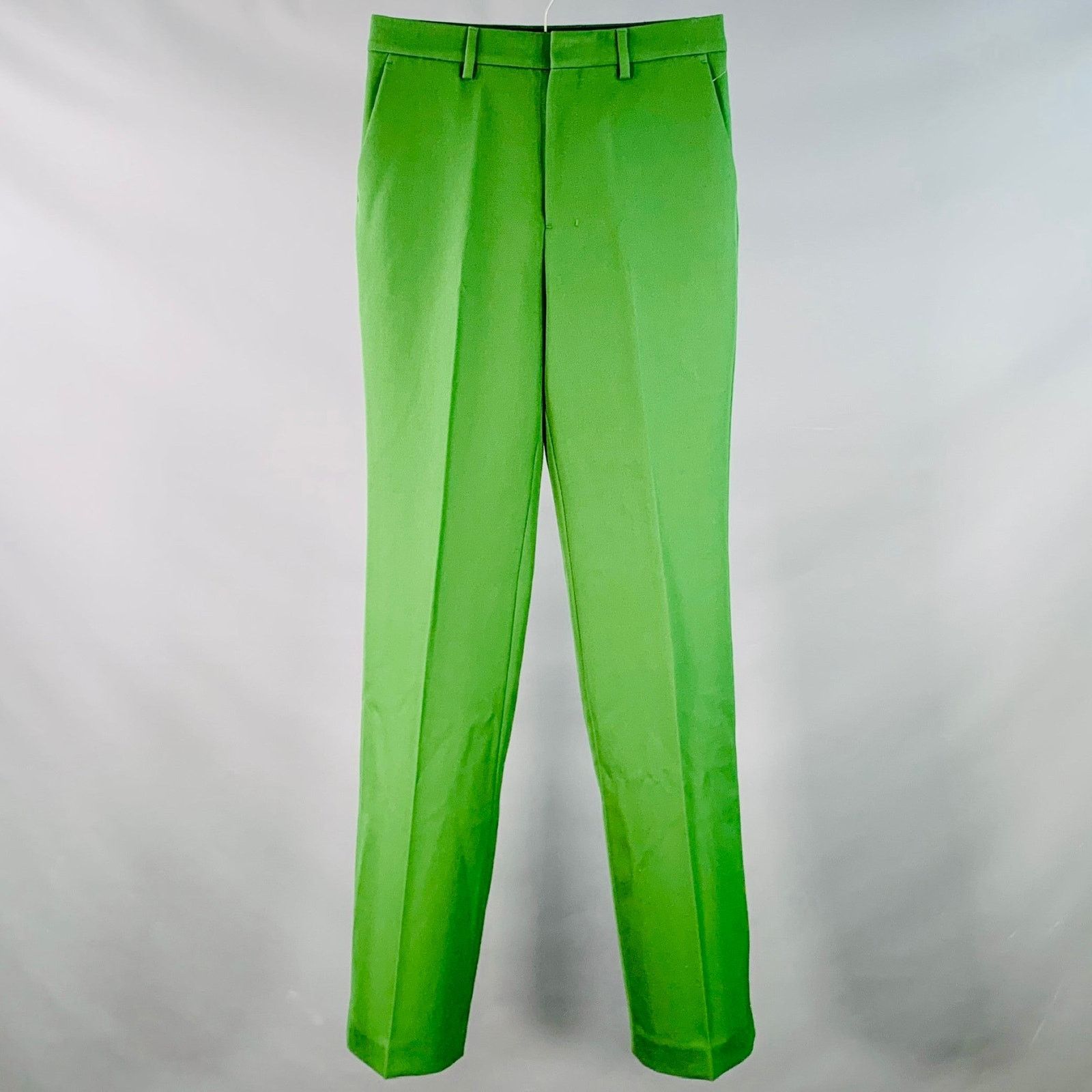 Size 28 Green Wool Twill Straight Zip Fly Dress Pants