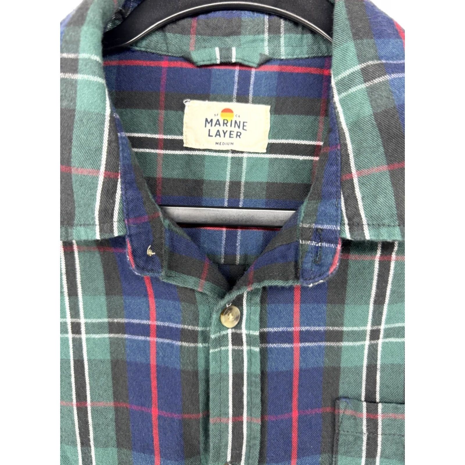 Marine Layer Marine Layer Shirt Mens Larger Long Sleeve Plaid Green Blue Cotton Button Up Size US M / EU 48-50 / 2 - 2 Thumbnail