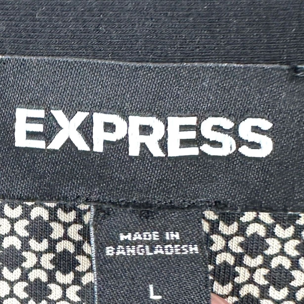 Express Express Polo Shirt Mens Large Black Tan Geometric Short Sleeve Stretch Rugby NEW Size US L / EU 52-54 / 3 - 4 Thumbnail