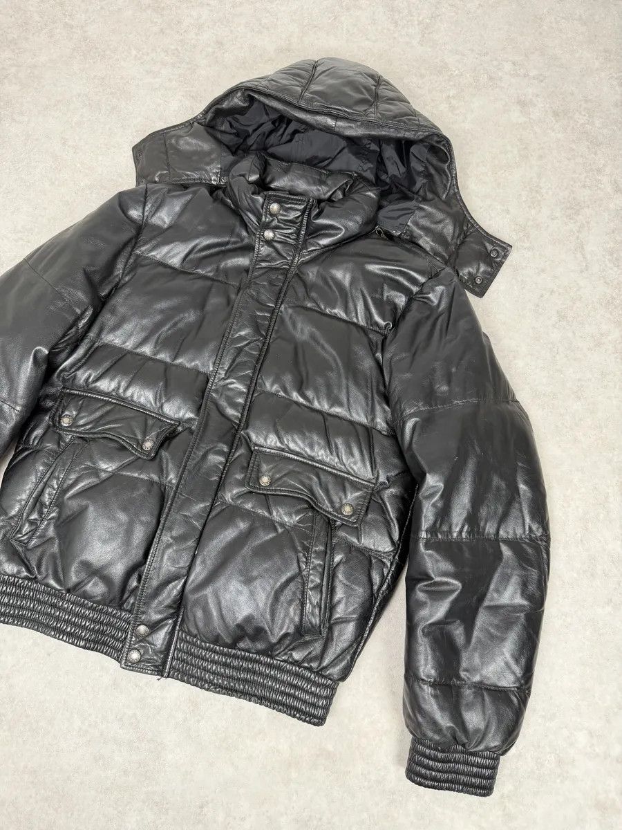 Prada 2000s Prada Hooded Black Leather Bomber Puffer Jacket Size US M / EU 48-50 / 2 - 10 Thumbnail
