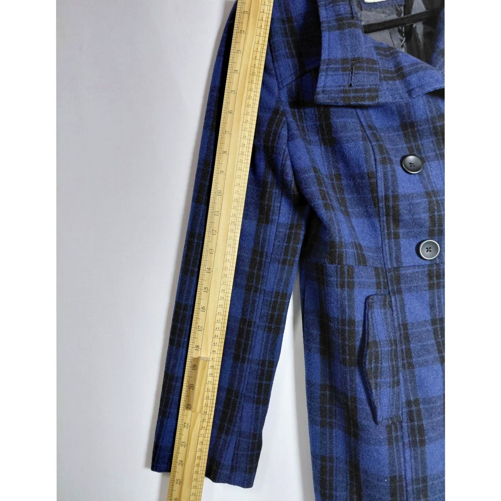 Old Navy Old Navy Plaid Coat Blue Polyester Long Sleeve Women Double Breasted Lined Buttoned Casual Business Jacket Winter Fall S Size S / US 4 / IT 40 - 6 Thumbnail