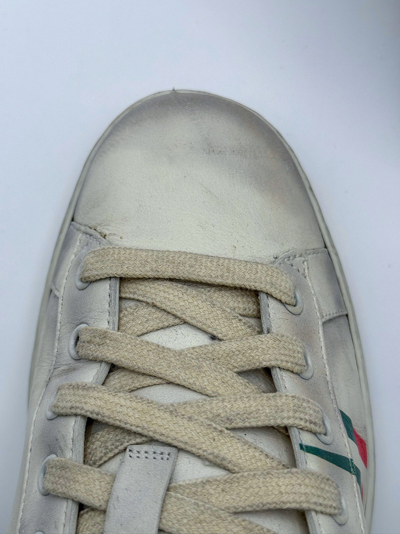 Gucci Gucci Ace Graffiti Logo Distressed White-Beige Leather Size US 10 / EU 43 - 6 Thumbnail