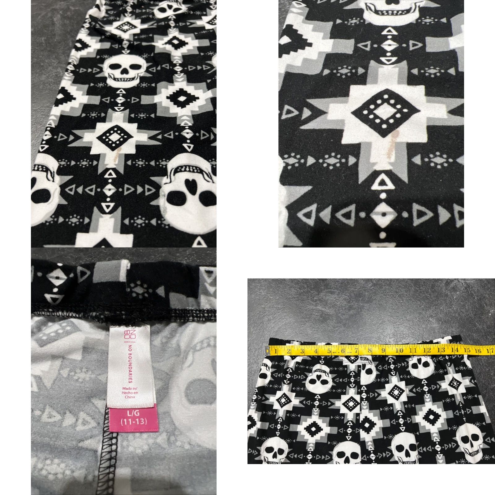 Vintage No Boundaries Women's Leggings Capri High Waist Skull Print Cotton Blend Large 11-13 Black Size 36" / US 14 / IT 50 - 8 Thumbnail