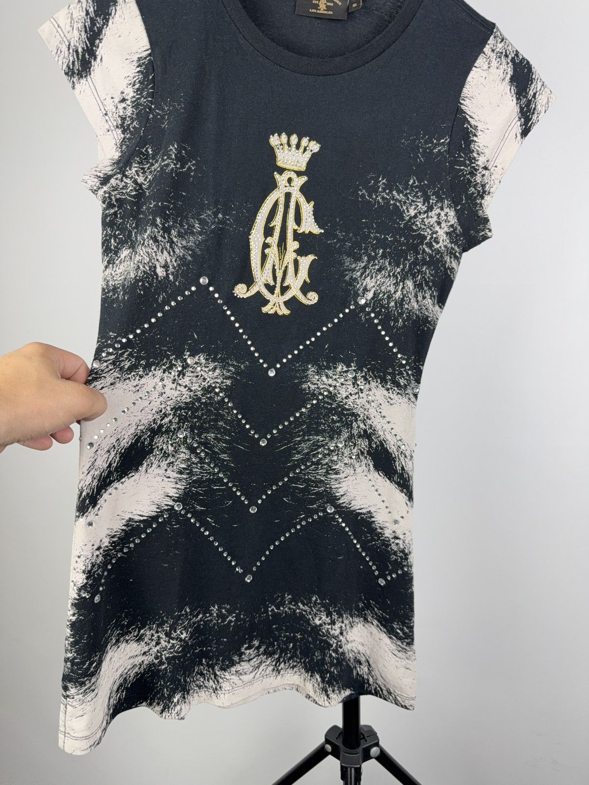 Christian Audigier Y2K 00s USA Christian Audigier Rhinestone Longline Tee Dress Size S / US 4 / IT 40 - 5 Thumbnail