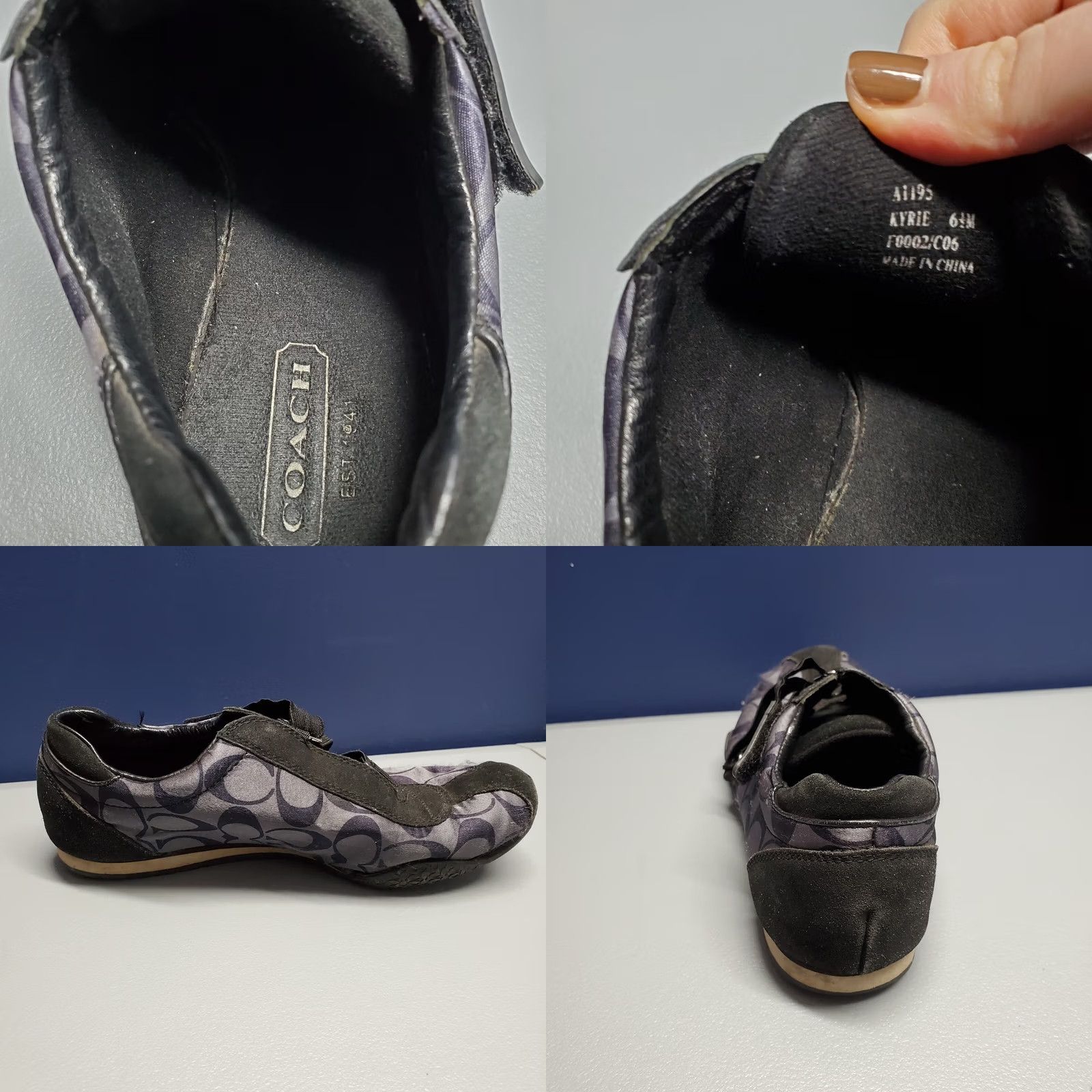 Coach Coach Kyrie Sneakers Womens Size 6.5 Blue & Black Signature Print Slip On A1195 (Pre-owned) Size US 7 / IT 37 - 8 Thumbnail