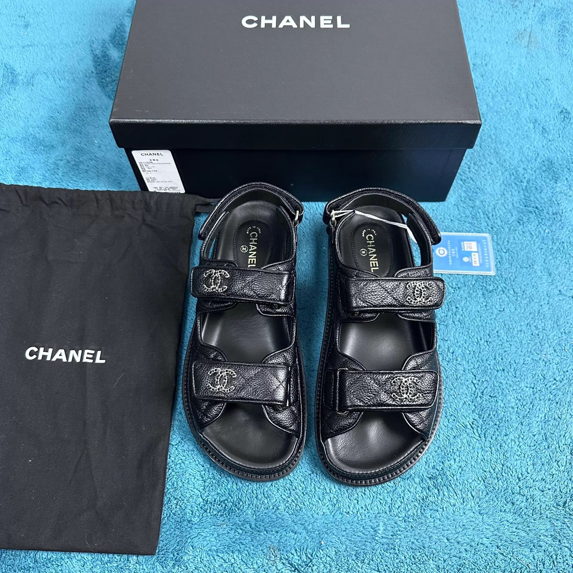 Chanel Chanel Black & Gold Flat Beach Sandals EUR36 New Size US 5.5 / IT 35.5 - 1 Thumbnail