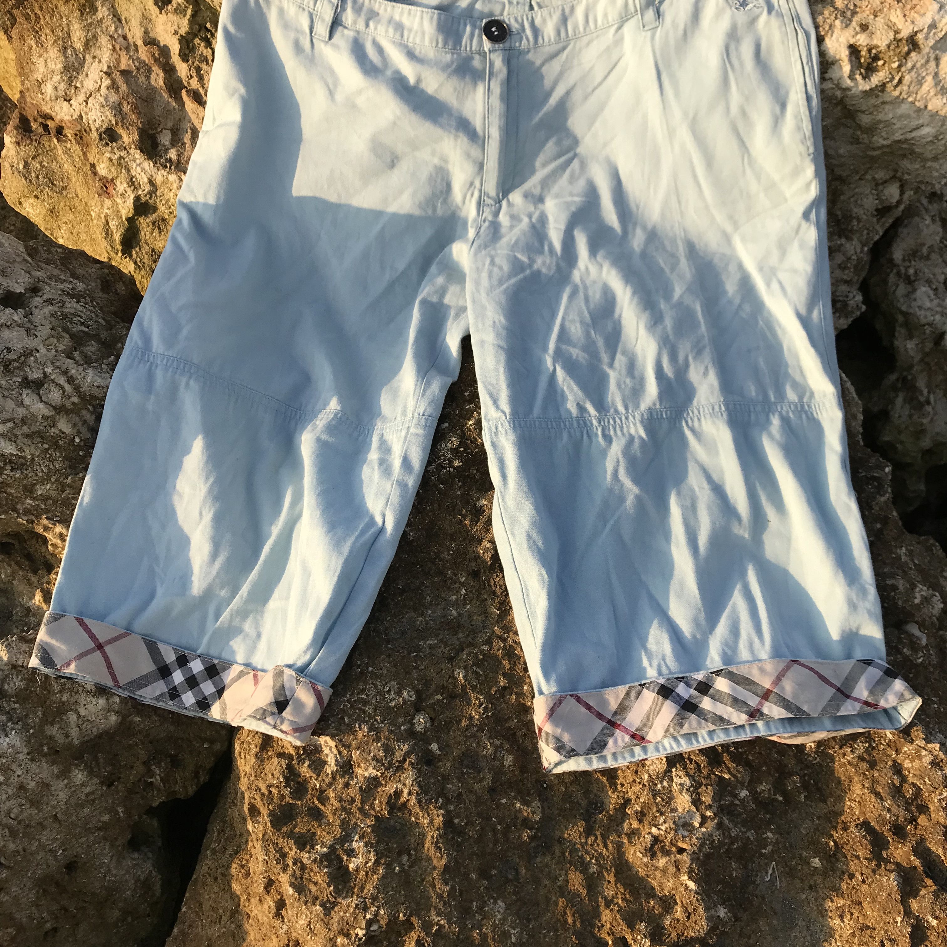 Vintage Burberry baby blue short novacheck pants Trouser pan