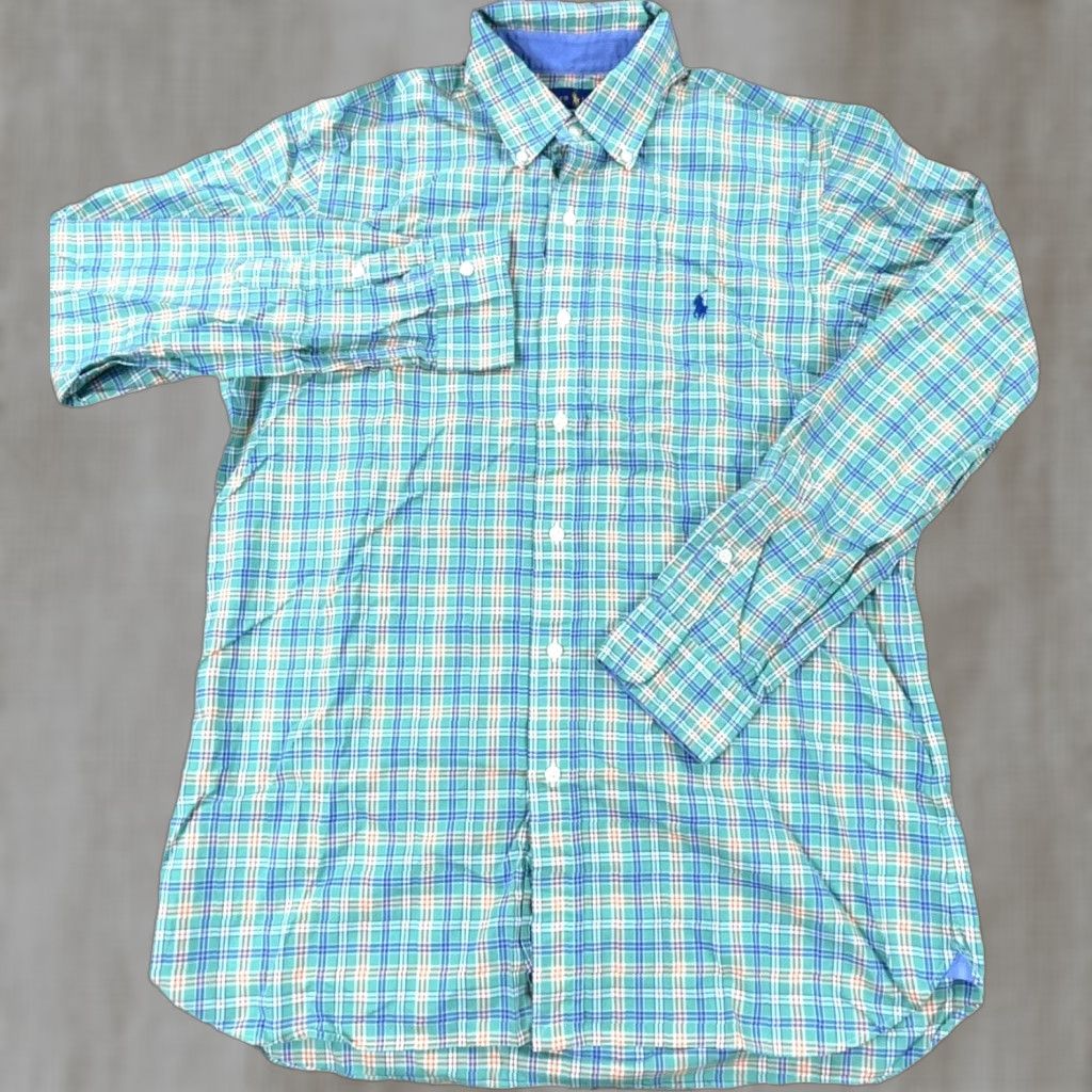 Ralph Lauren Ralph Lauren Shirt Men Medium Green Button-Up Plaid Cotton Teal Button-Down Casual Modern Classic Size US M / EU 48-50 / 2 - 1 Thumbnail