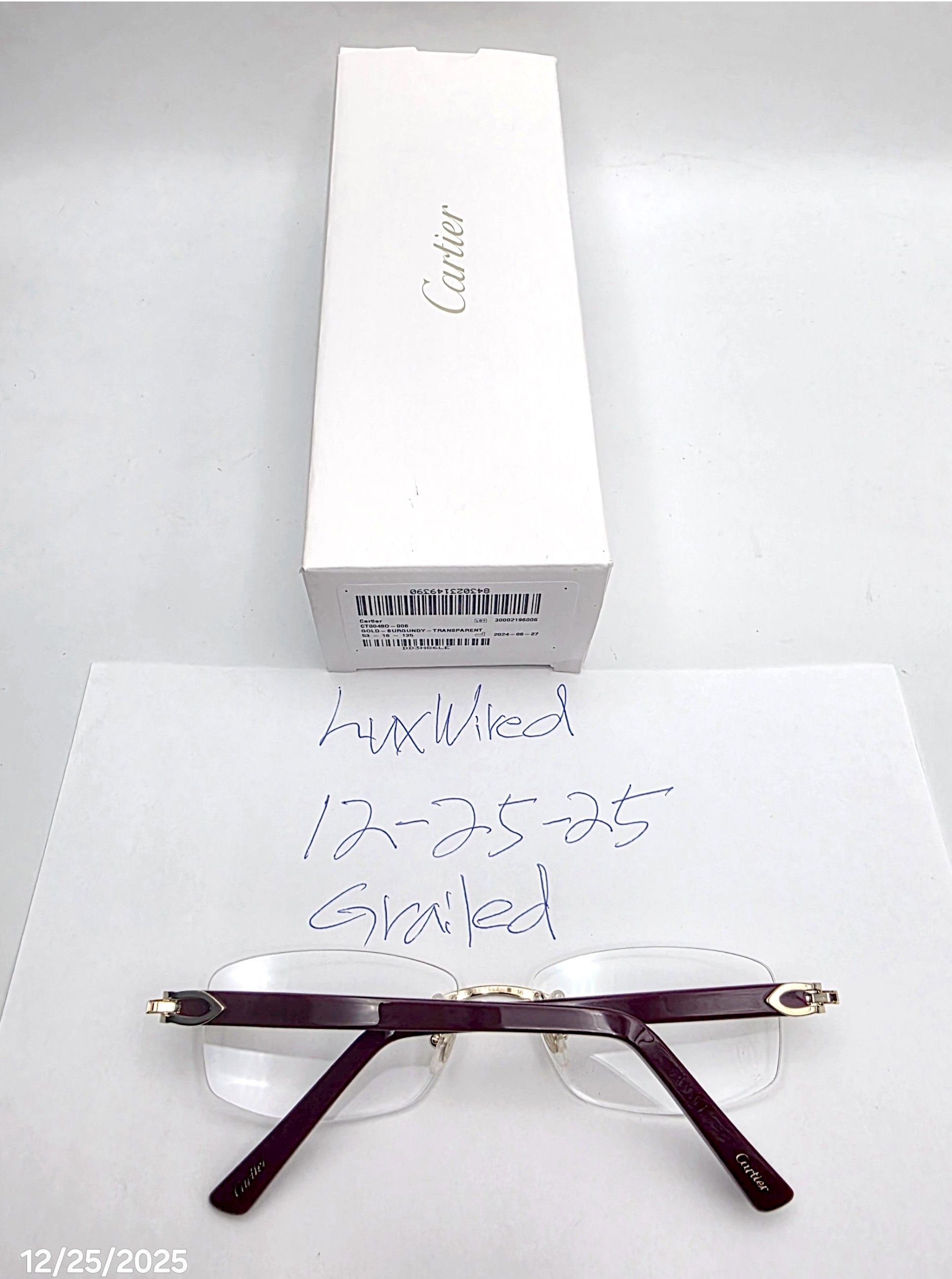 Cartier NEW! Cartier Glasses Canazei Burgandy CT0048O Size ONE SIZE - 19 Thumbnail