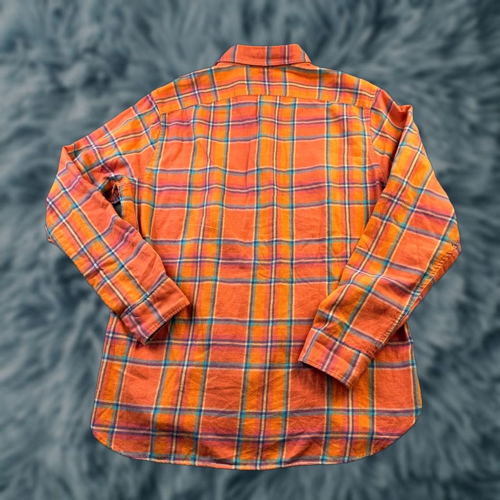 J.Crew J.CREW Shirt Mens M Orange Flannel Plaid Button-Up Pocket Wide Collar Casual Vintage? No. (Oops) Size US M / EU 48-50 / 2 - 1 Thumbnail