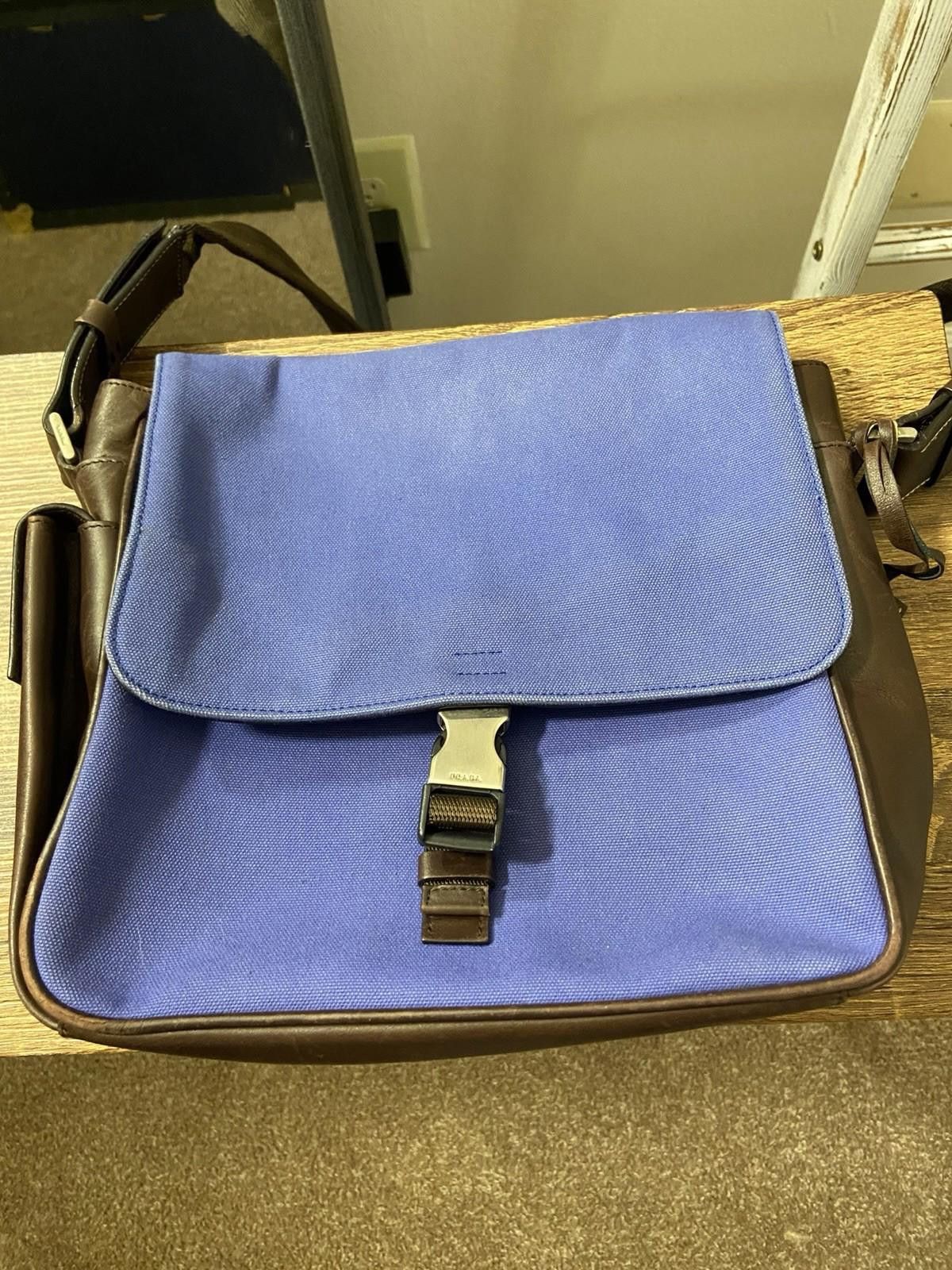 Prada Prada Blue Canvas Leather BuckleFlap Crossbody Messenger Bag Size ONE SIZE - 2 Thumbnail