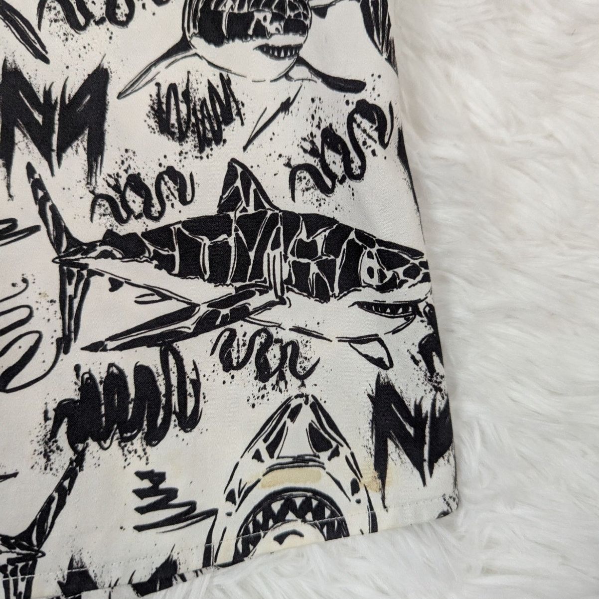 Other Marcel Von Berlin Shark Print Button Up Shirt Black White Size US XL / EU 56 / 4 - 6 Thumbnail