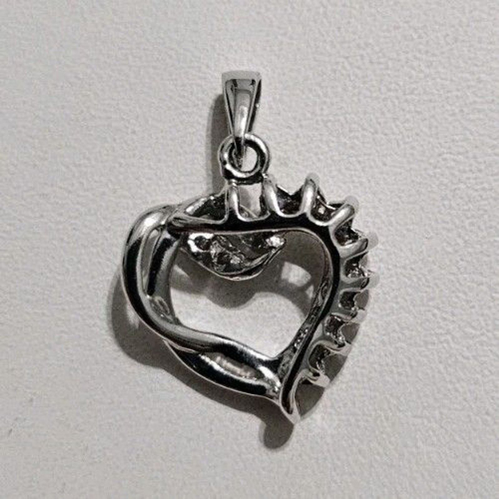 Other Sterling Silver 925 Pink Stone Heart Pendant Charm Size ONE SIZE - 5 Thumbnail