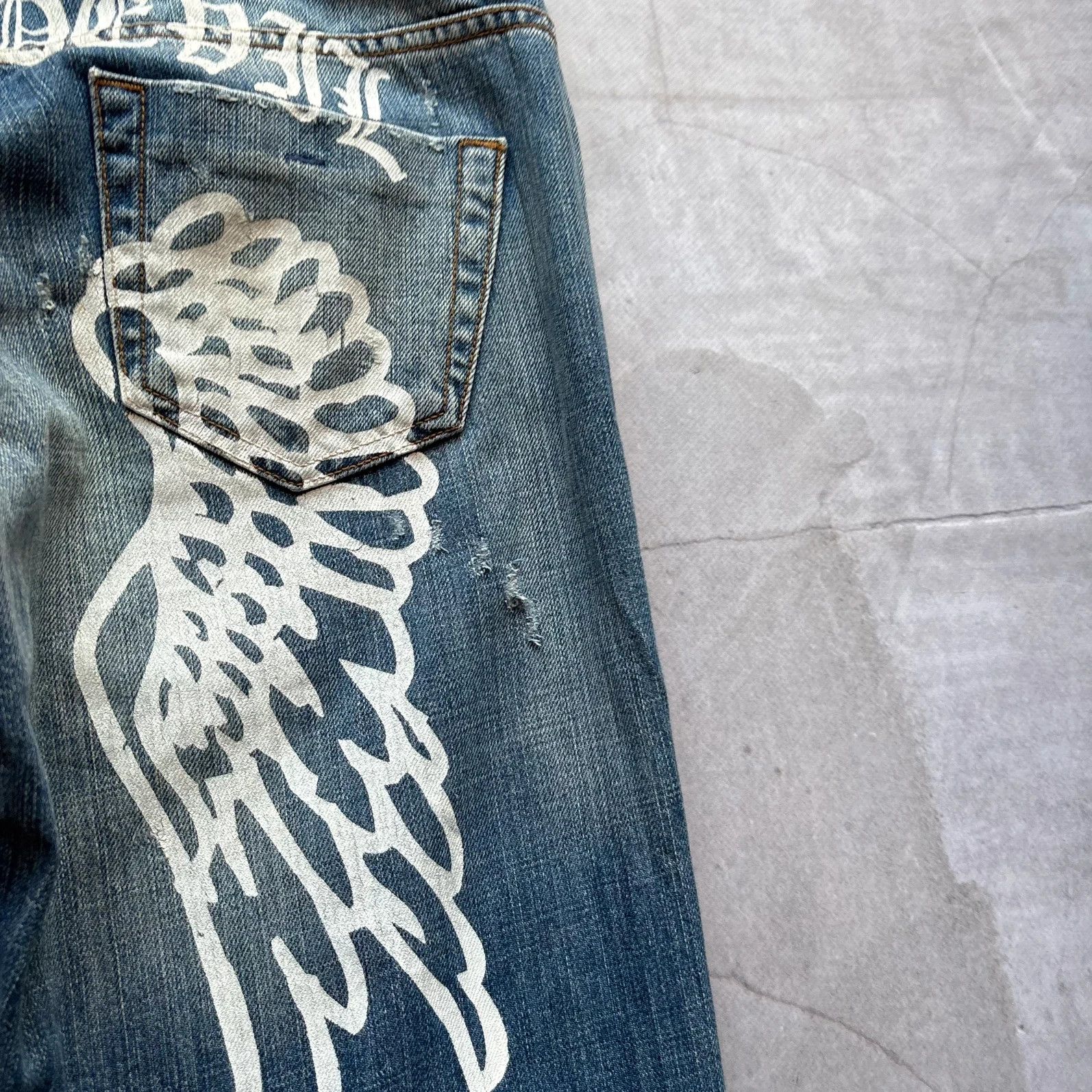 Hysteric Glamour 00s Angel Devil Wings Jeans Gothic trashed Punk avant garde Size US 32 / EU 48 - 6 Thumbnail