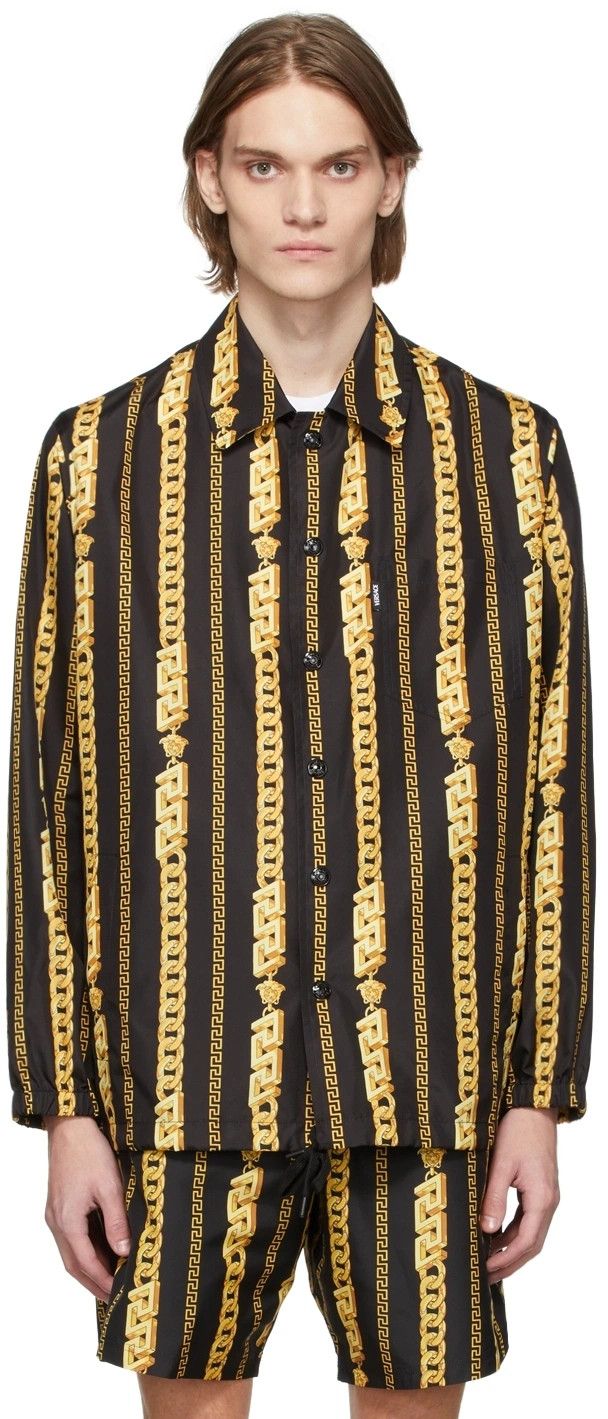 Versace o1y0525 Patterned Shirt in Black/Gold Size US XL / EU 56 / 4 - 1 Thumbnail