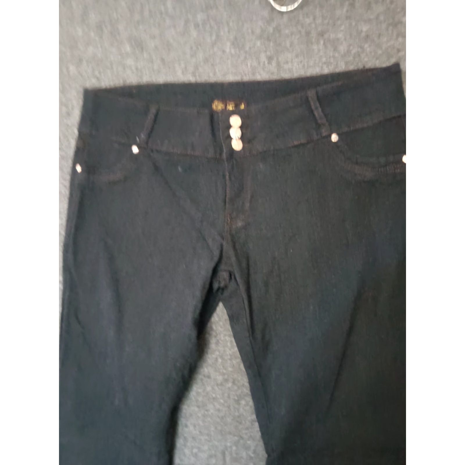 Vintage Unbranded Jeans 3 Button Closure Dark Wash Skinny Black Women's 23/24 Size 40" / US 18 - 3 Thumbnail