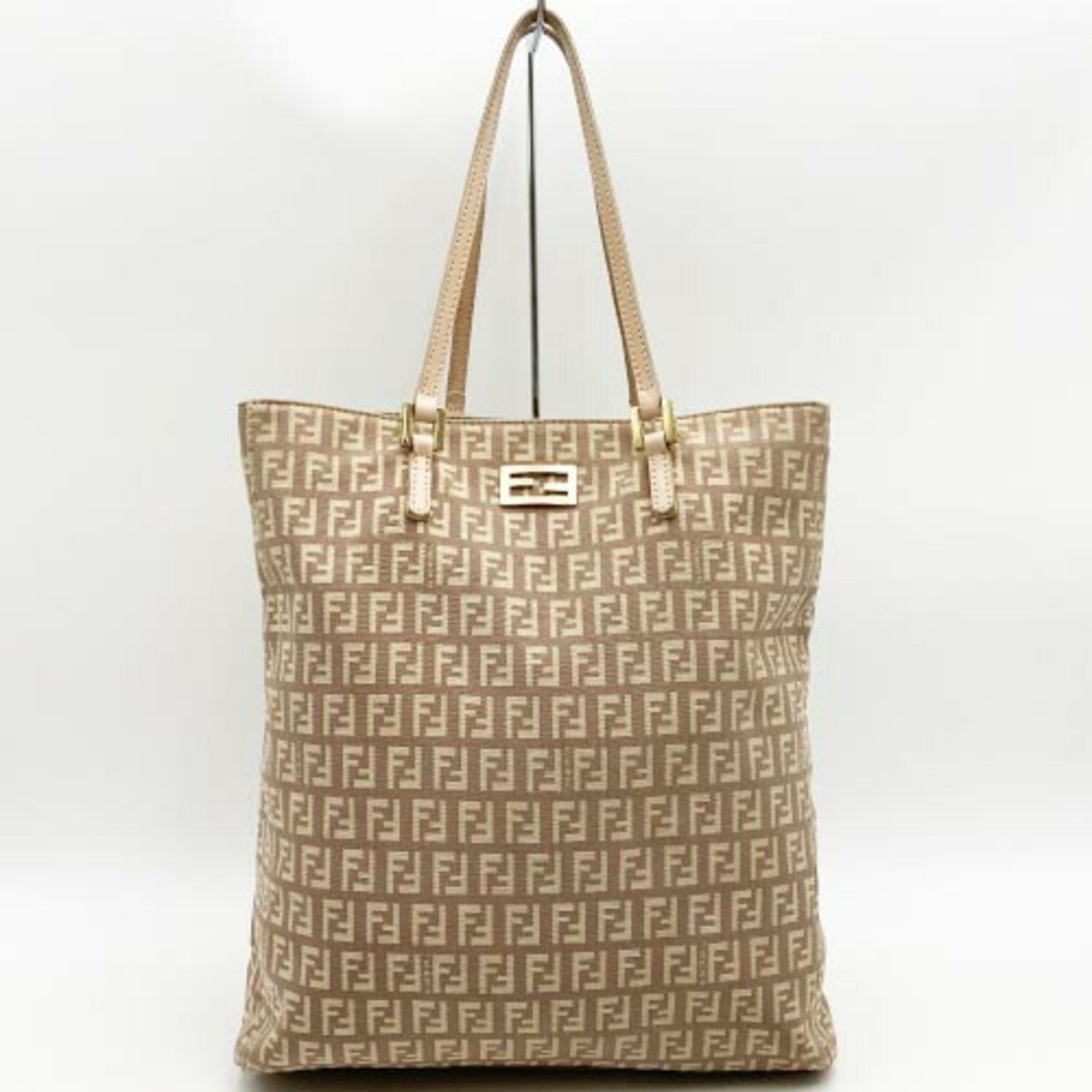 image of Fendi Zucchino Tote Bag Shoulder Ff Beige Pink Canvas Ladies Used Ity429Fzeedc, Women's