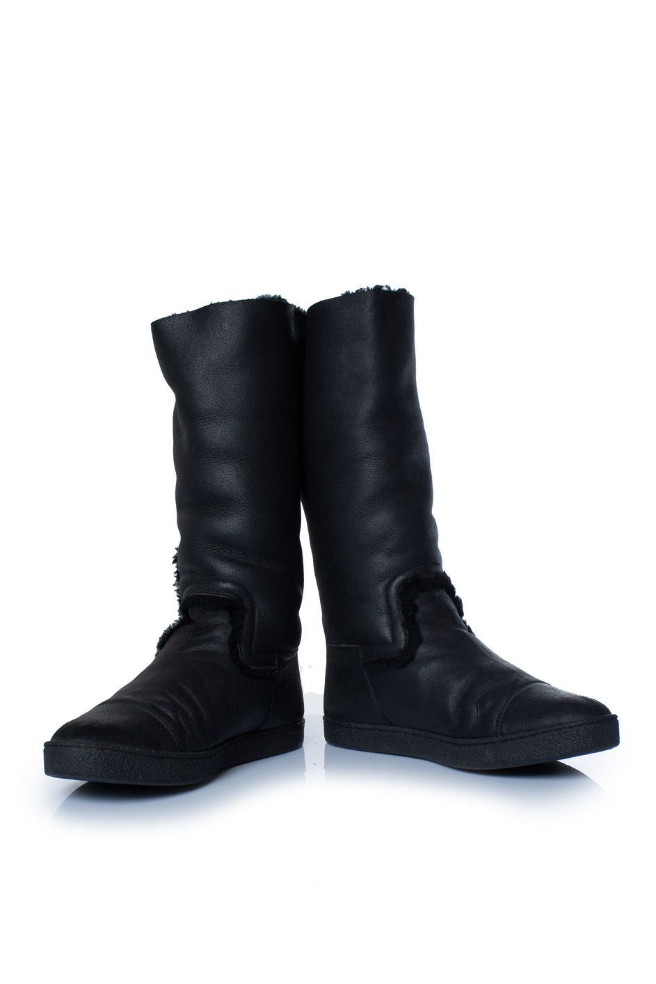Chanel Chanel, Black shearling boots Size US 10 / IT 40 - 6 Thumbnail