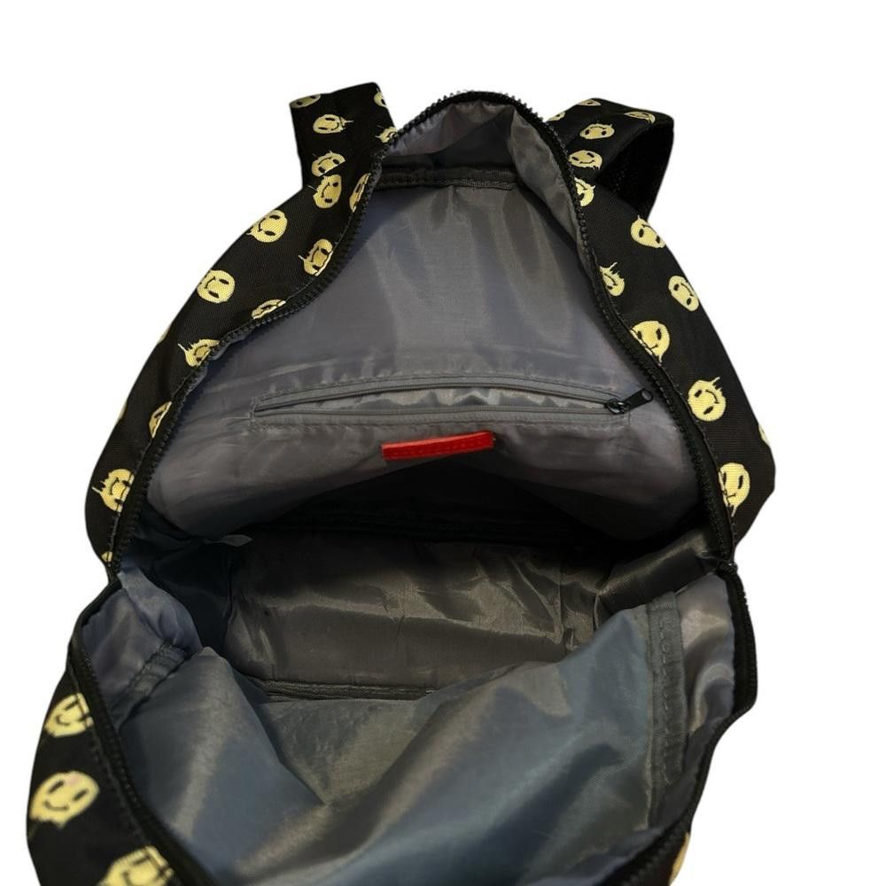 Designer Stylish Black and Yellow Melted Smiley Face Tie-Dye Backpack Size ONE SIZE - 7 Thumbnail