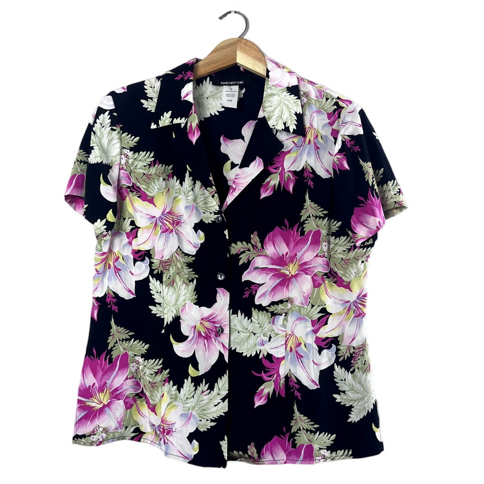 Jones New York Vintage Floral Jones New York Button Front Blouse 10 Size L / US 10 / IT 46 - 1 Thumbnail