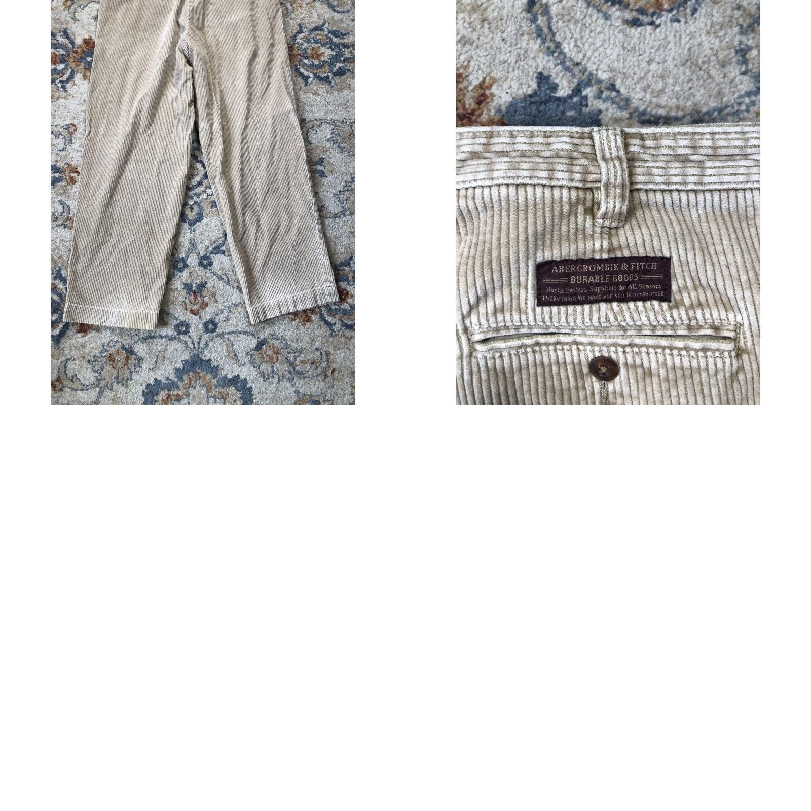 Abercrombie & Fitch VINTAGE Abercrombie & Fitch Corduroy Pants Mens 34x30 Khaki Zip Fly Chino Straight Pockets Beige 85% Cotton 15% Polyester Mens pants Size US 34 / EU 50 - 9 Thumbnail